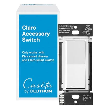 Lutron Caseta Smart Claro Accessory Switch for 3 way For – Front View