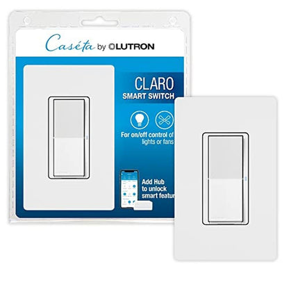 Lutron Claro Smart Light Switch w/ Wall Plate for Caseta – Front View
