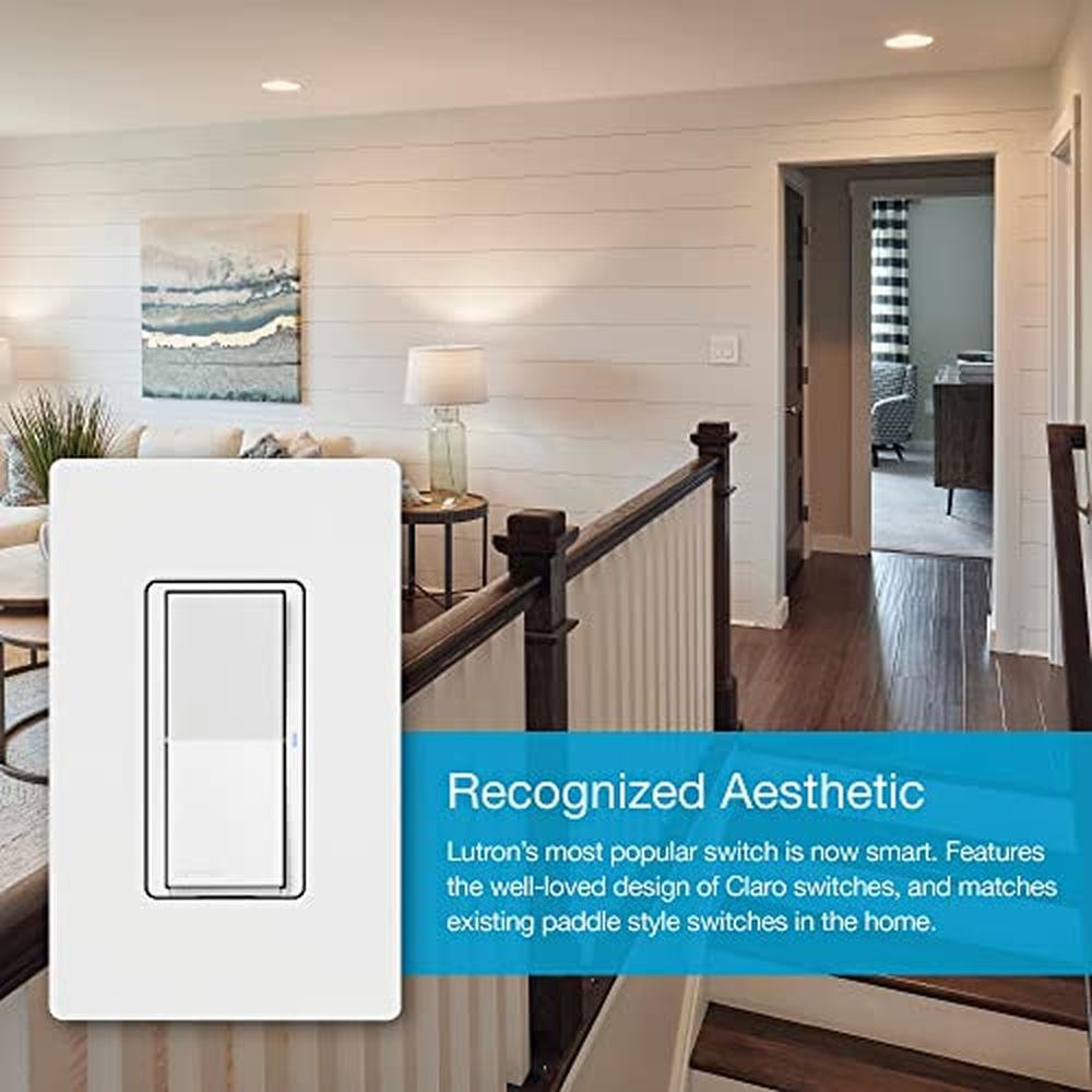 Lutron Claro Smart Light Switch w/ Wall Plate for Caseta – Close-up Detail