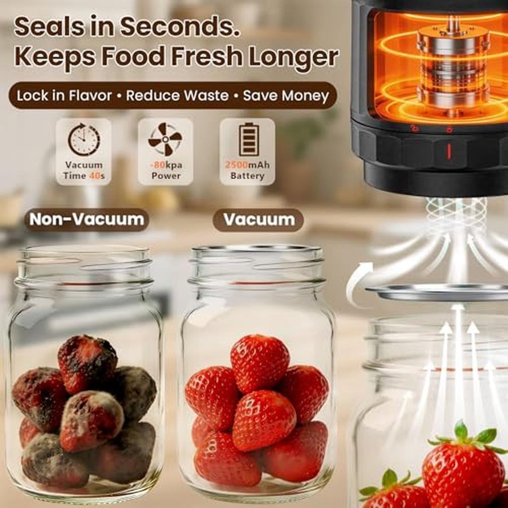 Vacuum Mason Jar Sealer: M11 Electric Mason Jar Vacuum – Side View