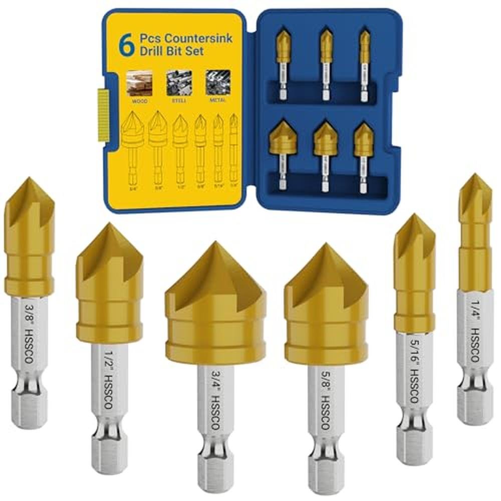 Countersink Drill: MABLEVI 6 Pieces M35 Cobalt HSS – Front View