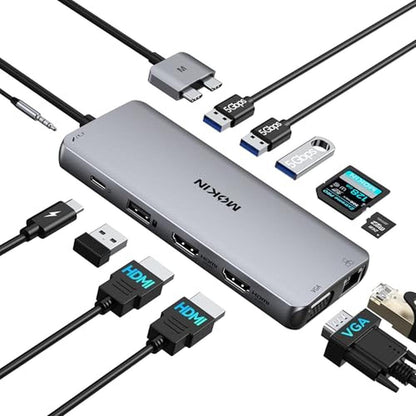 12-in-1 MacBook Pro Docking Station â€œ Dual Monitor USB-C – Front View
