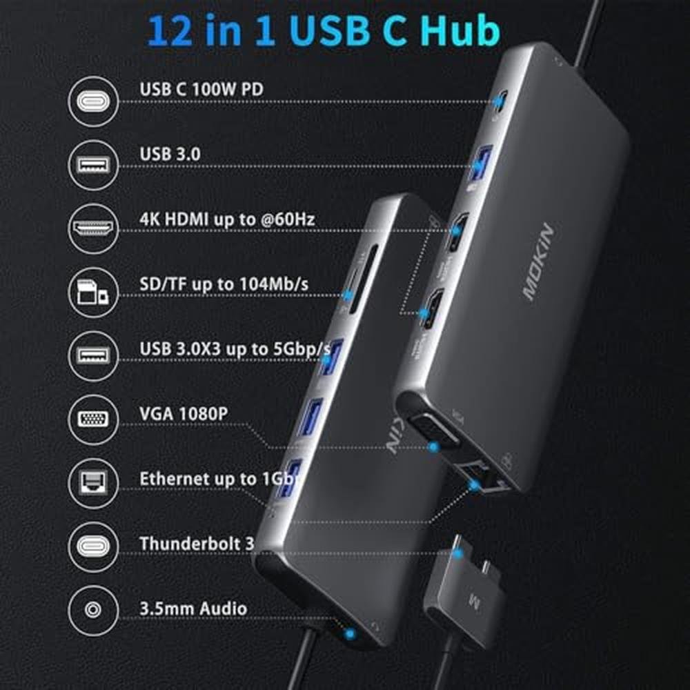 MacBook Dual Monitor Docking Station – Side View