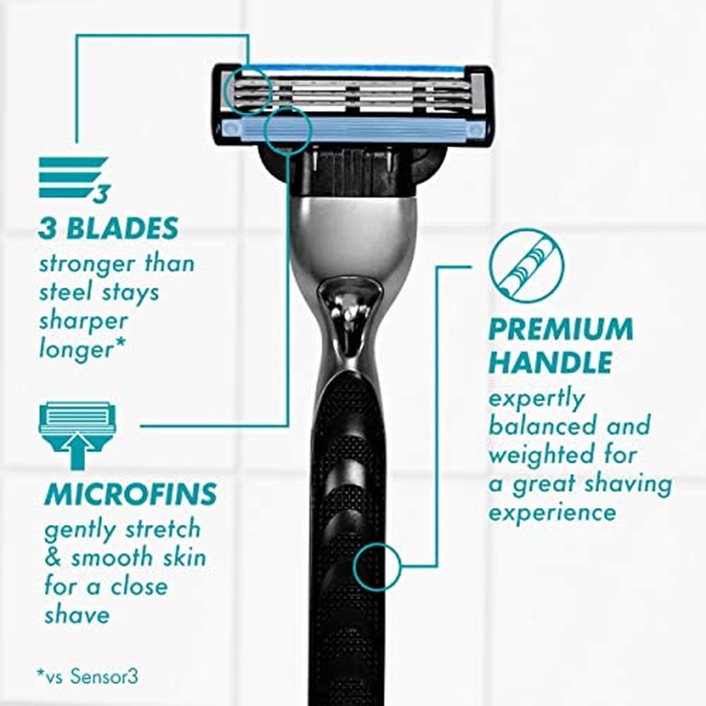 Razor Mach3: Gillette Mach3 Turbo Blades – Side View