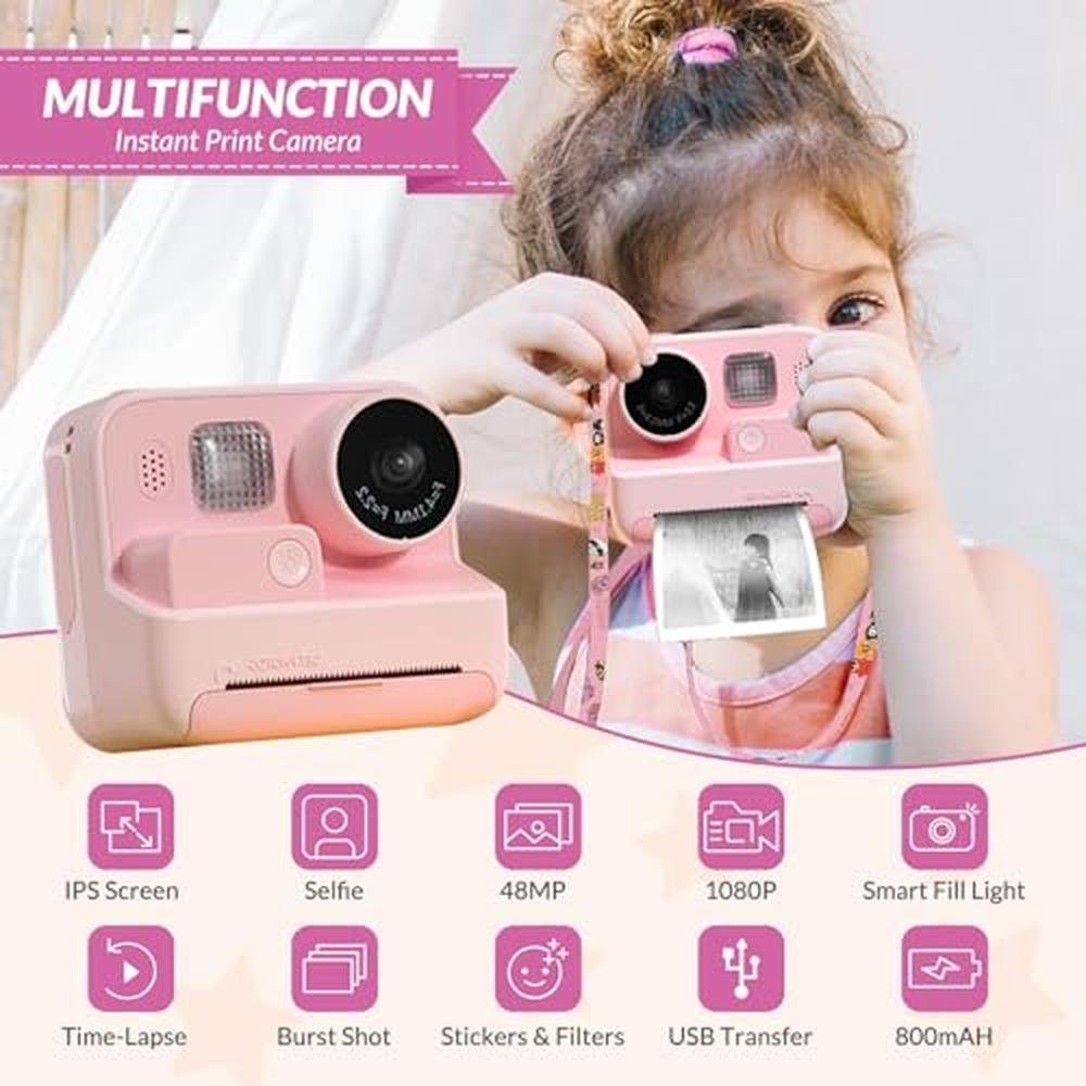 Camera Mafiti: Mafiti Kids Camera Instant Print 48MP – Side View
