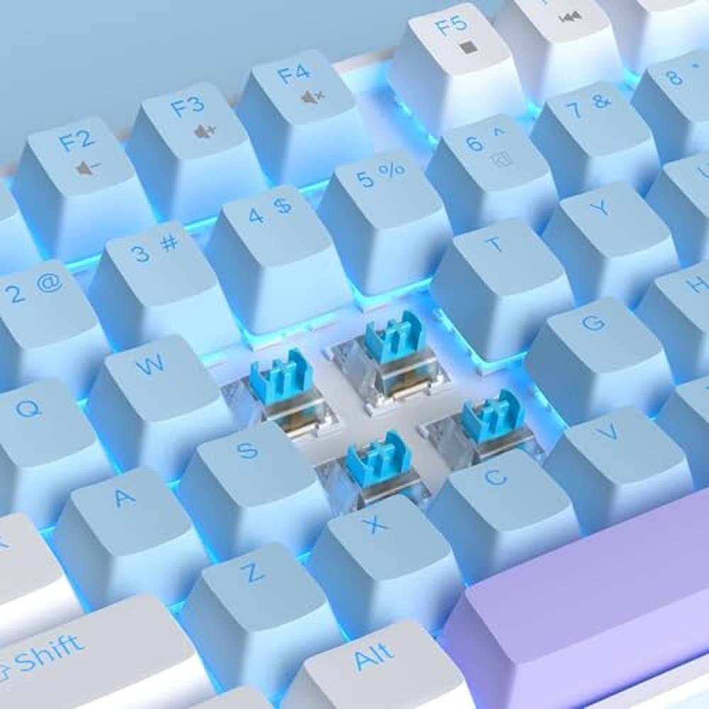 Blue MageGee: MageGee 75 Mechanical Gaming Keyboard Blue – Side View