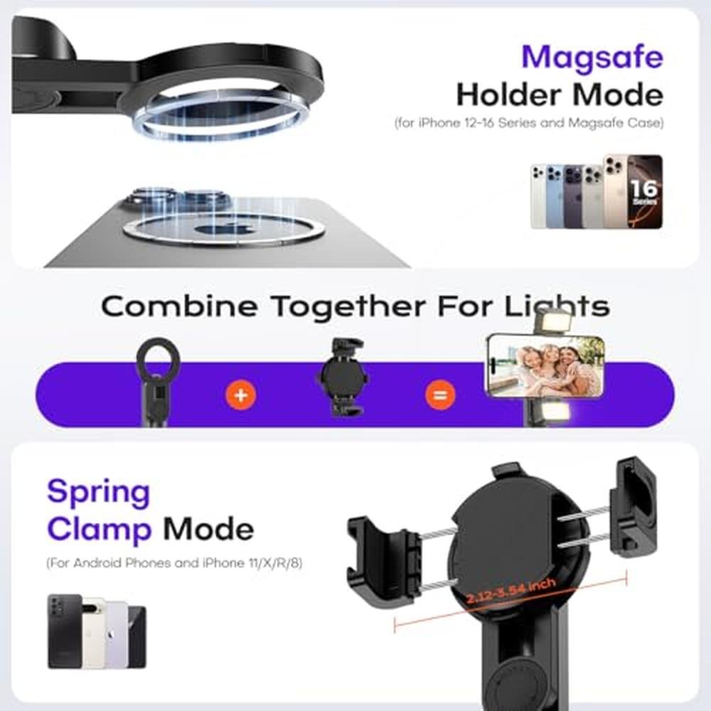 Magnetic Phone: Mini Phone Selfie Stick with 2 Fill Light – Close-up Detail