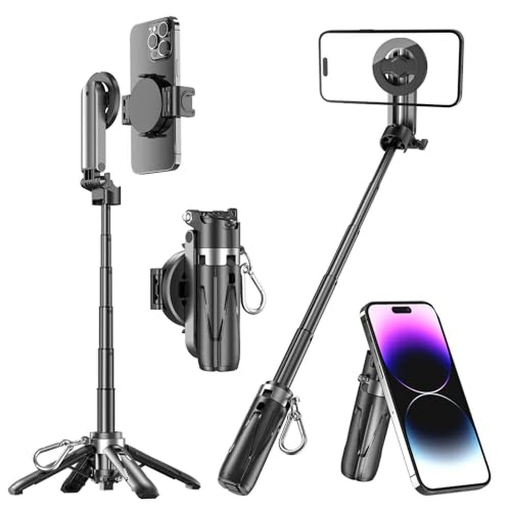 Phone Grip: Magnetic Tripod 4-in-1 Mini Phone Grip with – Front View