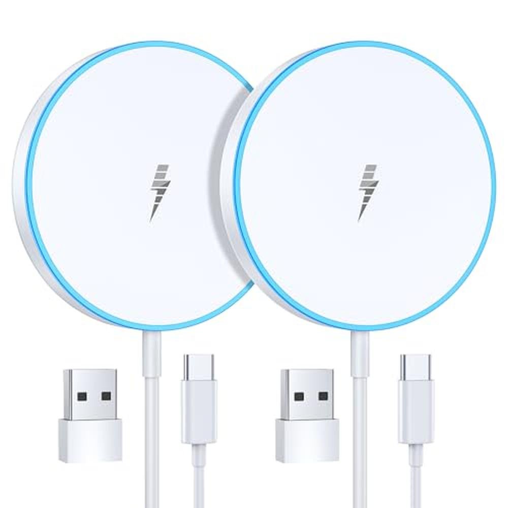 Magnetic Wireless Charger 15W 2 Pack Fast Mag Safe Charger – Front View