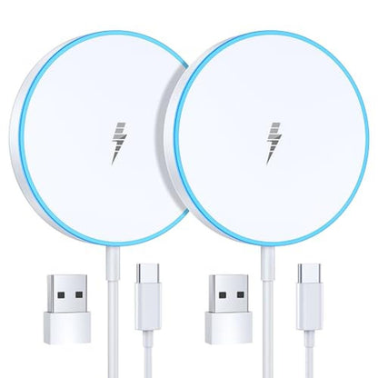 Magnetic Wireless Charger 15W 2 Pack Fast Mag Safe Charger – Front View