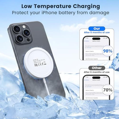 Magnetic Wireless Charger 15W 2 Pack Fast Mag Safe Charger – In Use