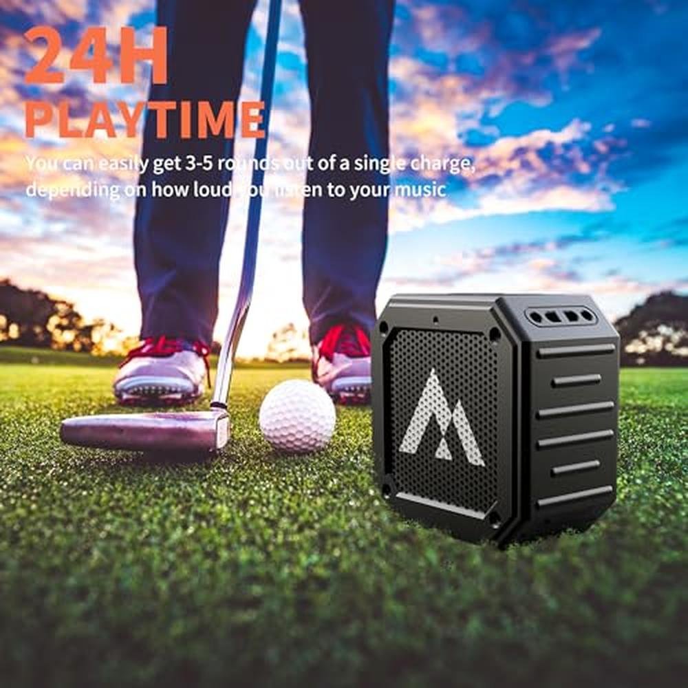 Golf Cart Speaker: MAGOLFIN IPX7 Magnetic Bluetooth Speaker – In Use