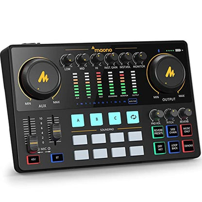 Maono Audio Interface: MaonoCaster 10-Channel Podcast Mixer – Front View