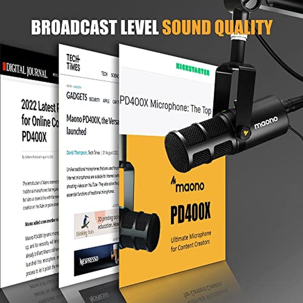 MAONO Dynamic Microphone: USB/XLR Podcast PC Microphone – Side View