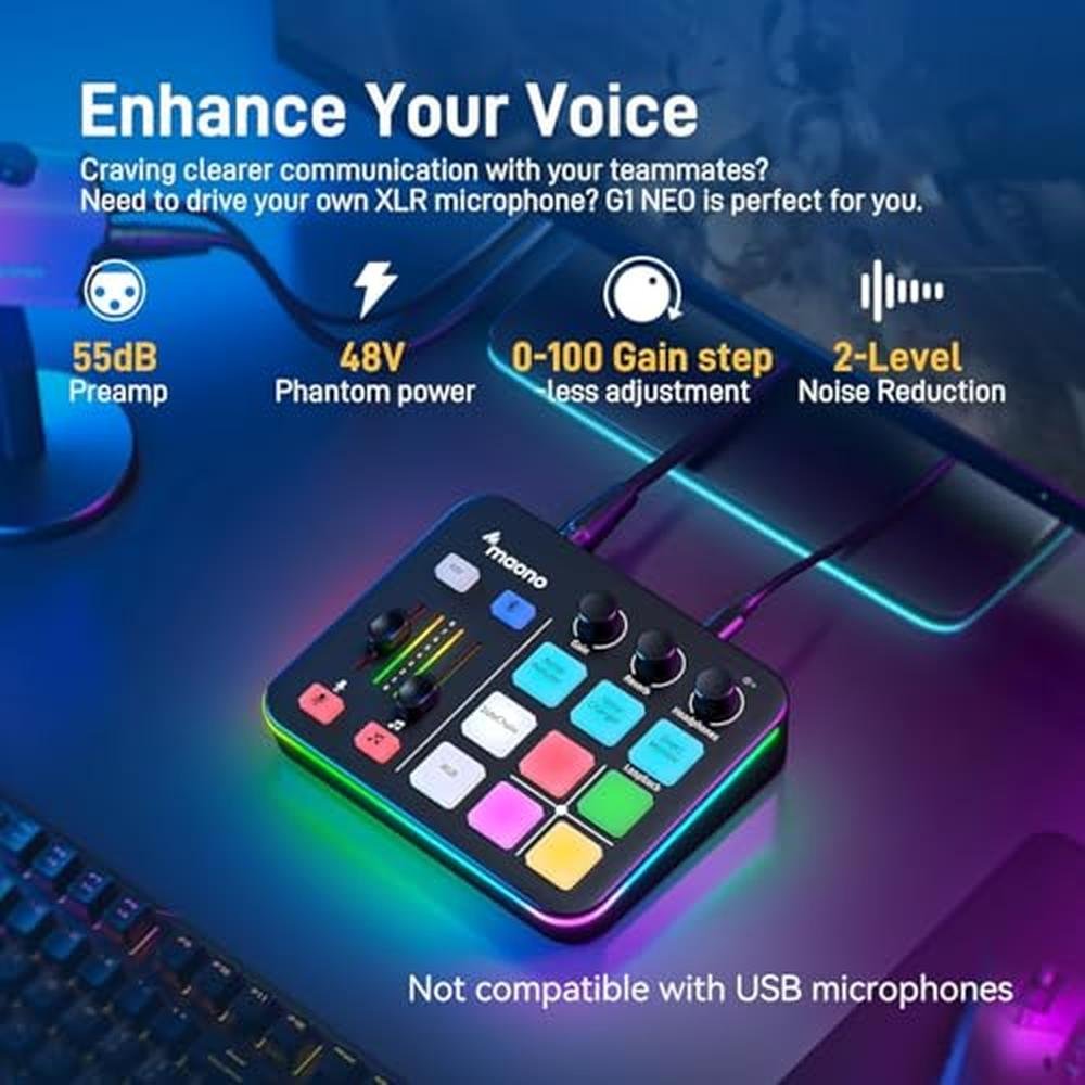 Gaming Audio Mixer: MAONOCASTER G1 NEO Premium Audio – Side View