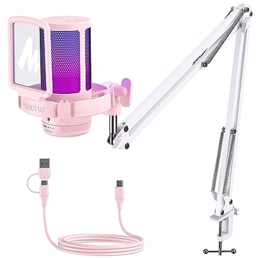 MAONO Gaming USB Microphone: DGM20S Pink – Front View