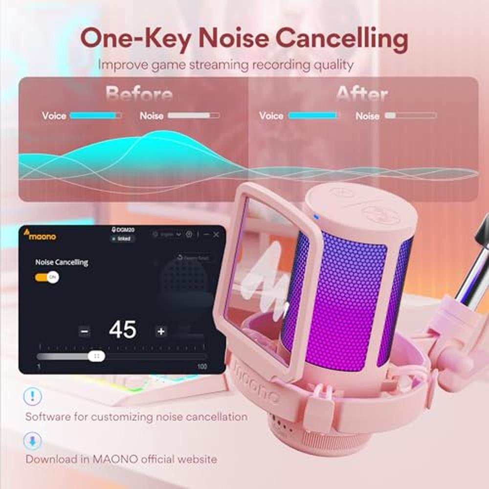 MAONO Gaming USB Microphone: DGM20S Pink – Side View