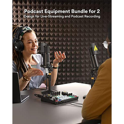Podcast Mic: MAONO MaonoCaster AME2 Duo Premium Podcast – Side View