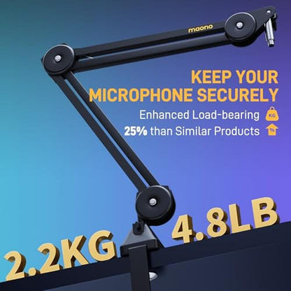 MAONO Microphone Boom Arm: Heavy-Duty Adjustable Metal – Close-up Detail
