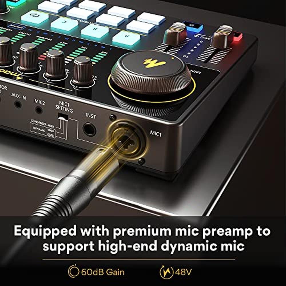 Podcast Maono: MAONO MaonoCaster Audio Interface with XLR – Side View