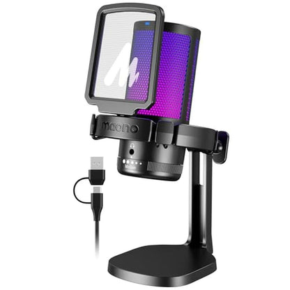 MAONO USB Gaming Microphone: DGM20 Condenser Mic with RGB – Front View