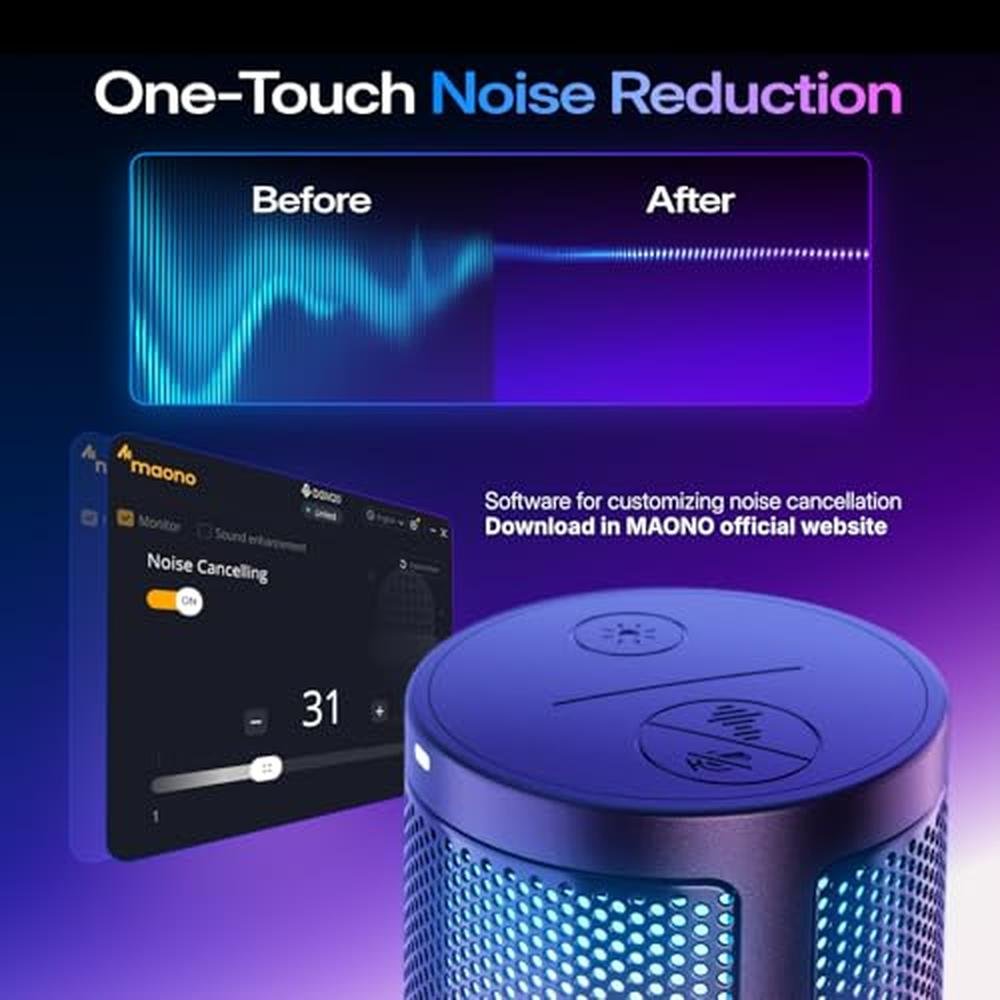 Mic Maono: Maono USB Gaming Microphone Noise Cancellation – Close-up Detail