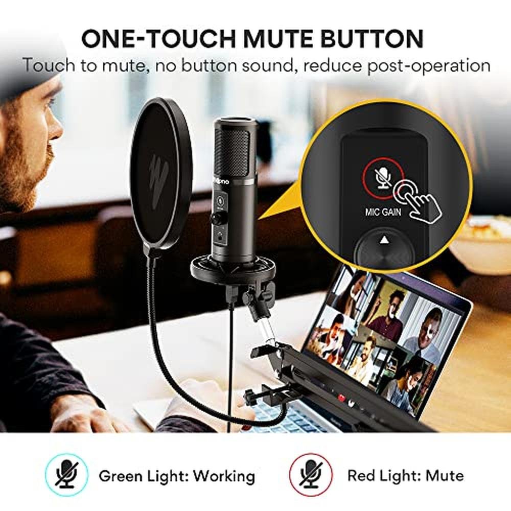 MAONO USB Microphone: Professional Computer Condenser Mic – Close-up Detail