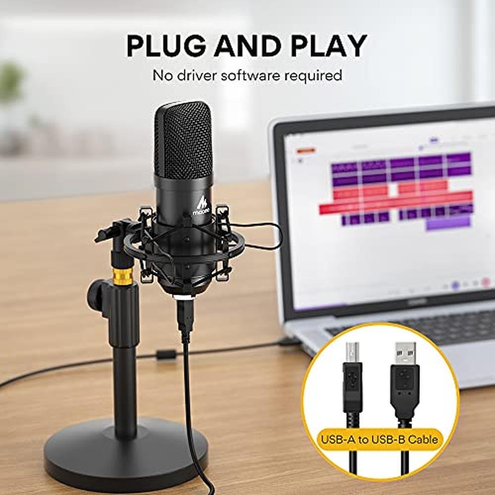MAONO USB Microphone Kit 192KHZ/24BIT AU-A04T PC Condenser – In Use