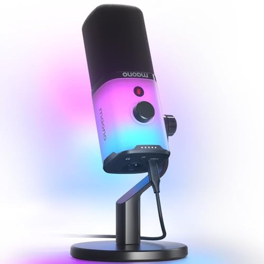 MAONO PD100X RGB Mic for PC: Dynamic Microphone with Mute – Front View