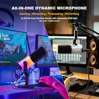 MAONO PD100X RGB Mic for PC: Dynamic Microphone with Mute – Side View