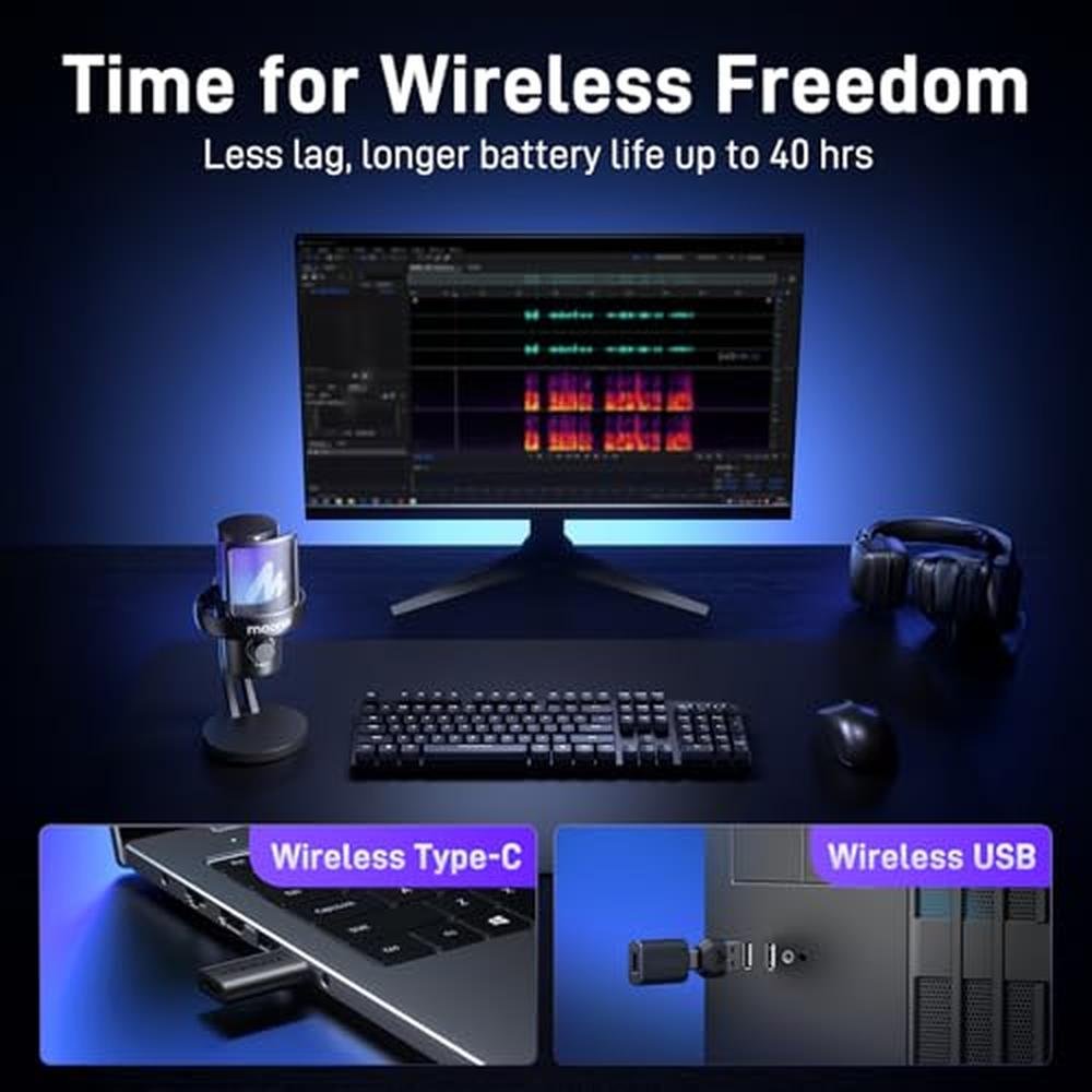 Mic Maono: Maono DM40 Wireless Microphone for PC Gaming and – Side View