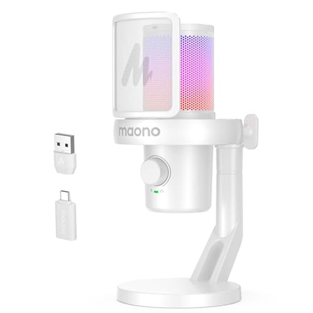 MAONO Wireless Microphone: DM40 6-Mode AI Voice Changer – Front View