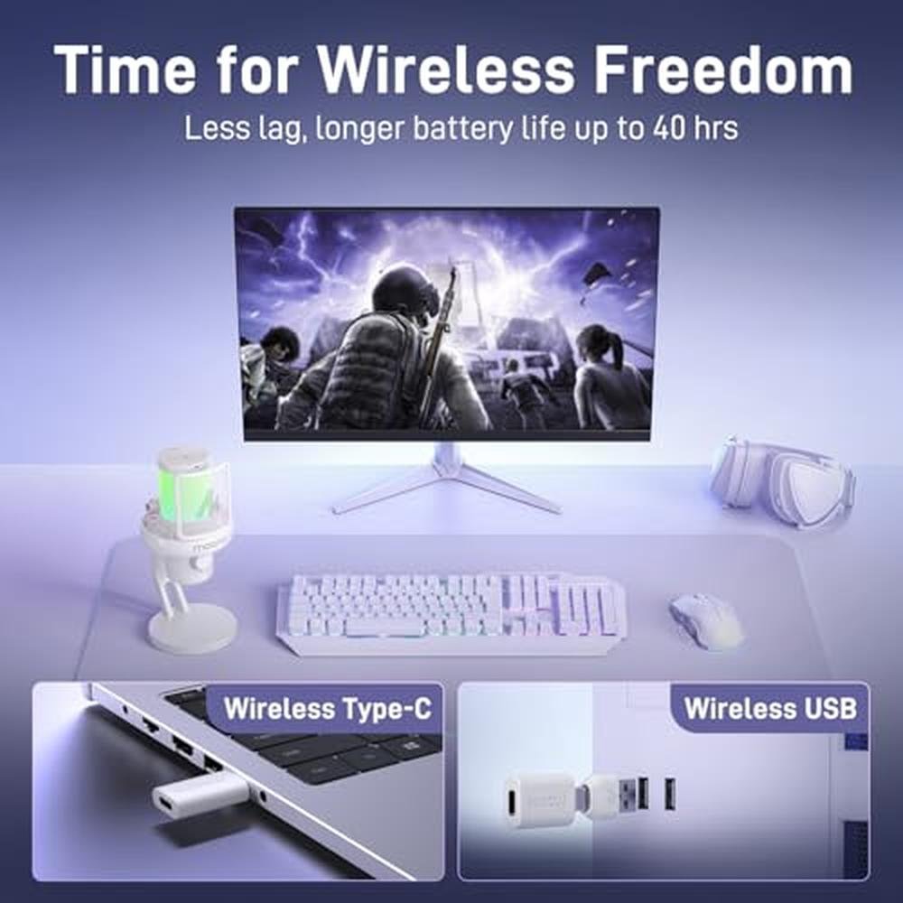 MAONO Wireless Microphone: DM40 6-Mode AI Voice Changer – Side View