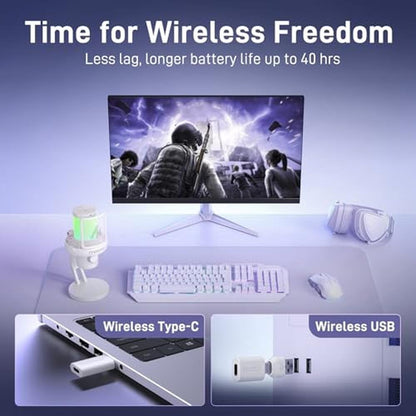 MAONO Wireless Microphone: DM40 6-Mode AI Voice Changer – Side View