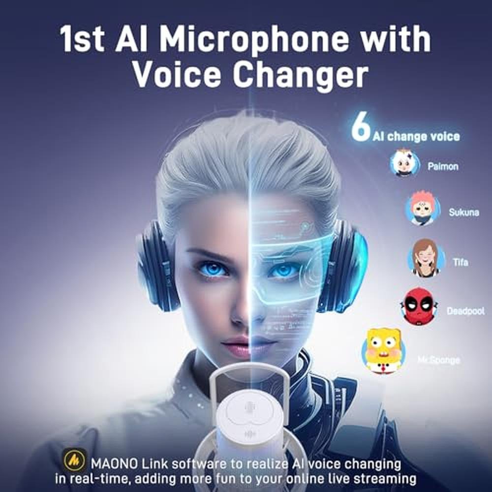 MAONO Wireless Microphone: DM40 6-Mode AI Voice Changer – Close-up Detail