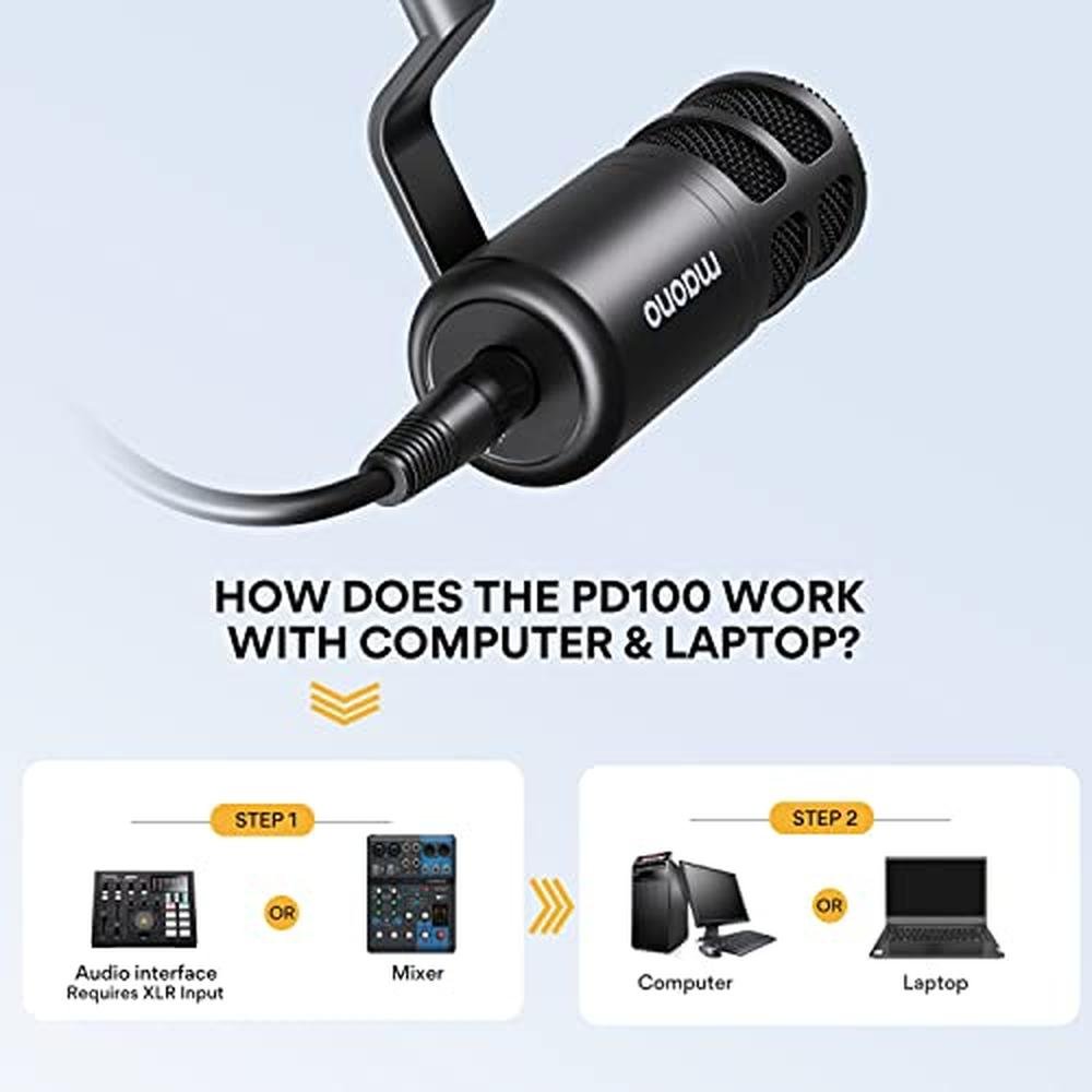 MAONO XLR Podcast Microphone: Cardioid Studio Dynamic Metal – Side View