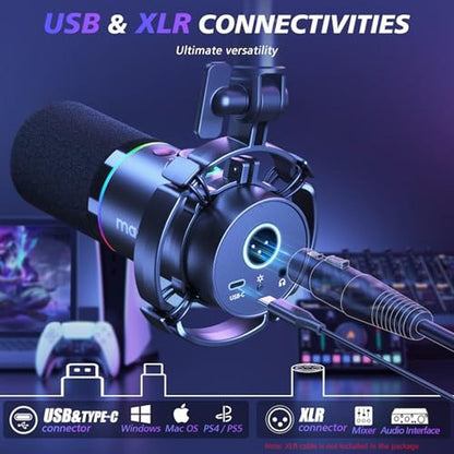 Maono XLR: Maono PD200XS Dynamic Microphone Kit with RGB – Side View