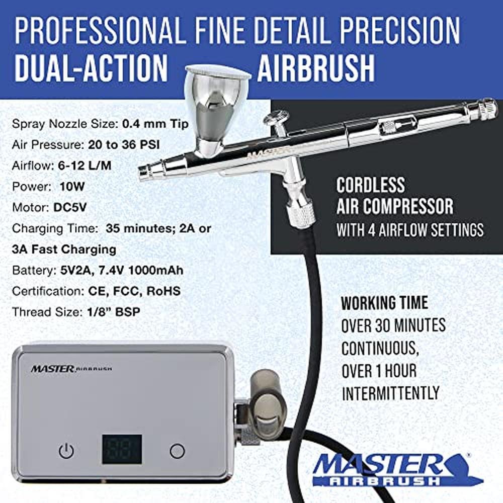 Master Airbrush: Master Airbrush Powerful Cordless – Side View