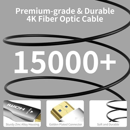 Fiber Cable: MavisLink 4K Fiber Optic HDMI Cable 75ft High – Side View