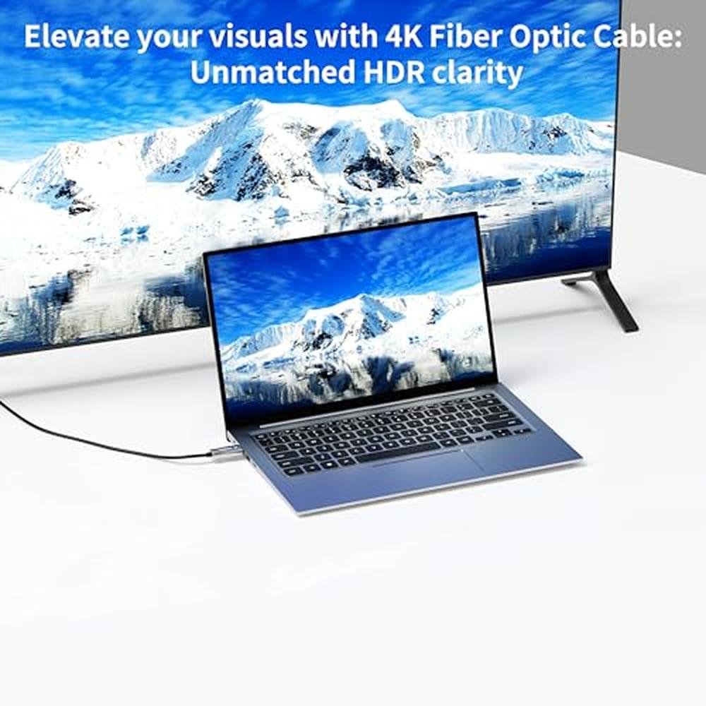 Fiber Cable: MavisLink 4K Fiber Optic HDMI Cable 75ft High – In Use