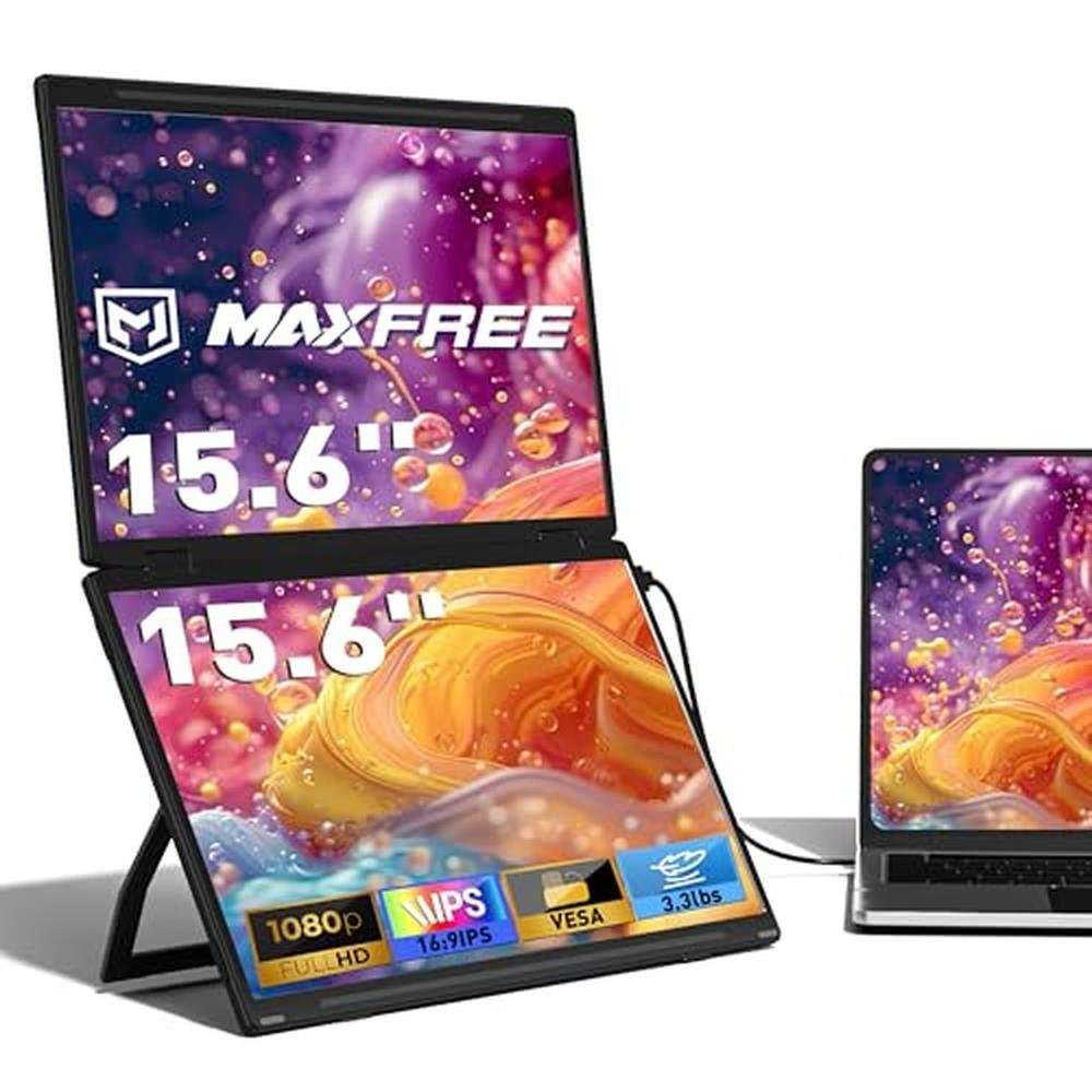 Laptop Dual Monitor: Maxfree 15.6 FHD 1080p Portable – Front View