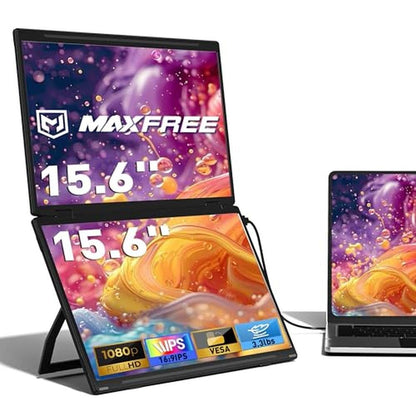 Laptop Dual Monitor: Maxfree 15.6 FHD 1080p Portable – Front View