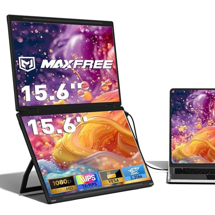 Laptop Dual Monitor: Maxfree 15.6 FHD 1080p Portable – Front View