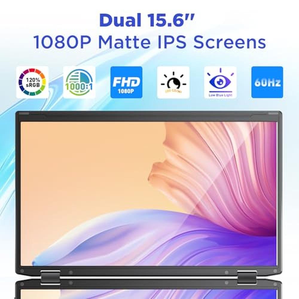 Laptop Dual Monitor: Maxfree 15.6 FHD 1080p Portable – In Use