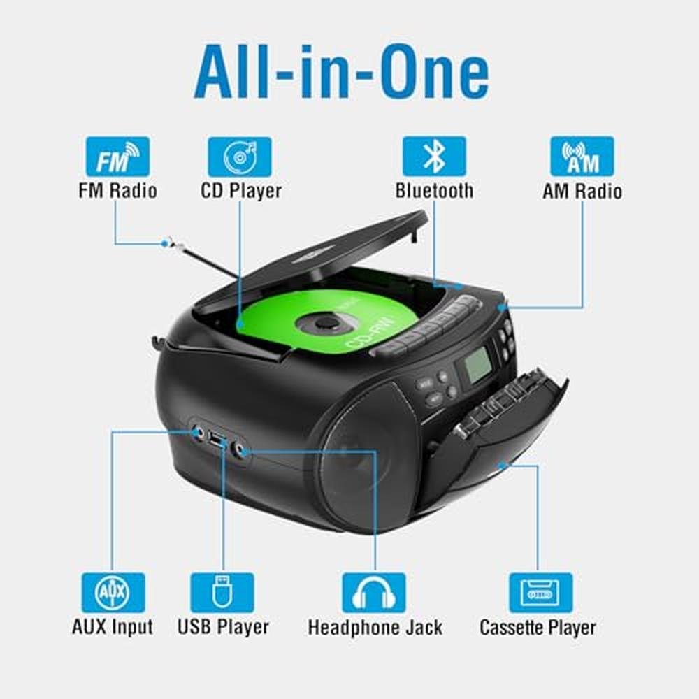 MEGATEK CBR510 Portable CD/Cassette Player Boombox – Side View