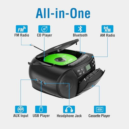 MEGATEK CBR510 Portable CD/Cassette Player Boombox – Side View