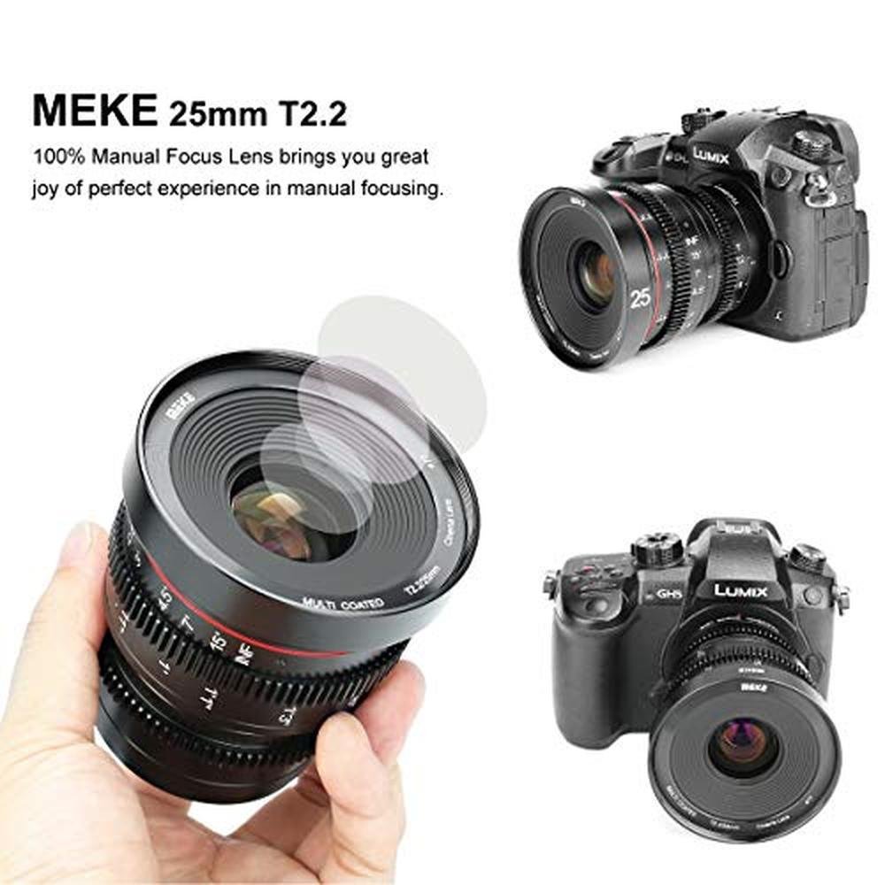 Meike 25mm: Meike 25mm T2.2 Manual Focus Prime Mini Cinema – Side View