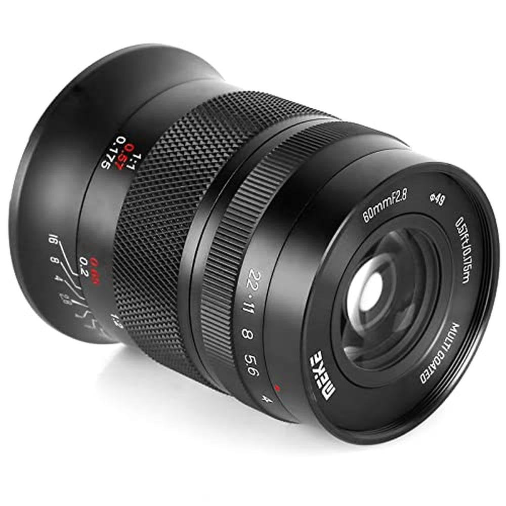 Meike 60mm: Meike 60mm f2.8 Macro Lens – Side View