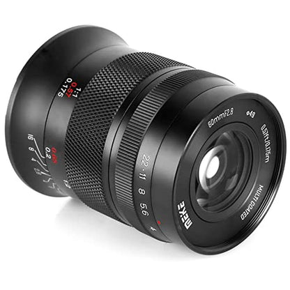 Meike 60mm: Meike 60mm f2.8 Macro Lens – Side View