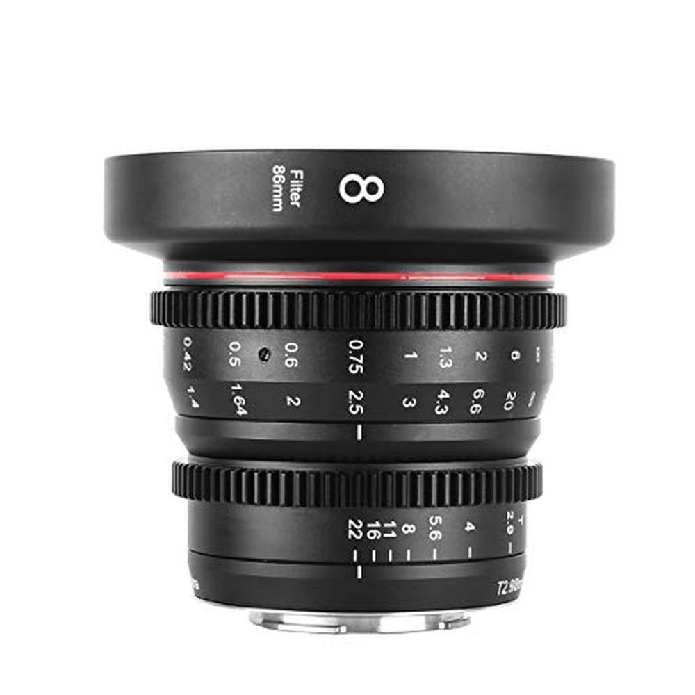Meike 8mm: Meike 8mm T2.9 Mini Fixed Prime Manual Focus – Front View